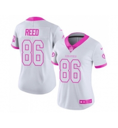 Women Washington Redskins #86 Jordan Reed Limited White Pink Rush Fashion Football Jersey