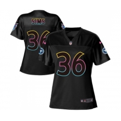 Women Tennessee Titans #36 LeShaun Sims Game Black Fashion Football Jersey