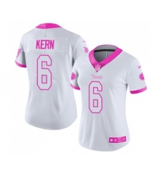 Women Tennessee Titans #6 Brett Kern Limited White Pink Rush Fashion Football Jersey