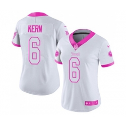 Women Tennessee Titans #6 Brett Kern Limited White Pink Rush Fashion Football Jersey