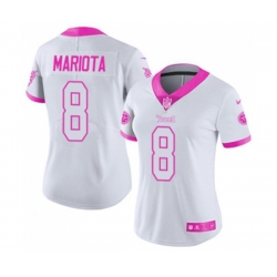 Women Tennessee Titans #8 Marcus Mariota Limited White Pink Rush Fashion Football Jersey