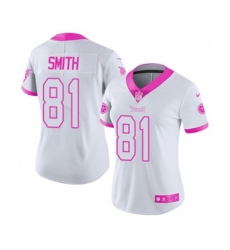 Women Tennessee Titans #81 Jonnu Smith Limited White Pink Rush Fashion Football Jersey
