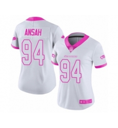Women Seattle Seahawks #94 Ezekiel Ansah Limited White Pink Rush Fashion Football Jersey