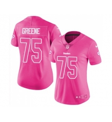 Women Pittsburgh Steelers #75 Joe Greene Limited Pink Rush Fashion Football Jersey