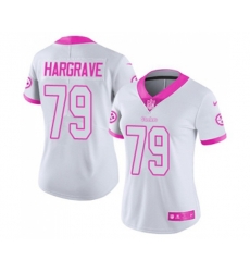 Women Pittsburgh Steelers #79 Javon Hargrave Limited White Pink Rush Fashion Football Jersey