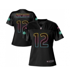Women New York Jets #12 Joe Namath Game Black Fashion Football Jersey