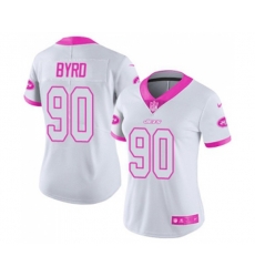 Women New York Jets #90 Dennis Byrd Limited White Pink Rush Fashion Football Jersey