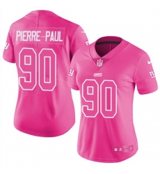 Women New York Giants #90 Jason Pierre-Paul Limited Pink Rush Fashion NFL Jersey