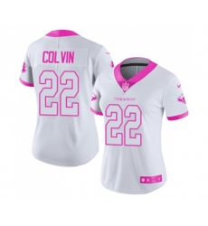 Women Houston Texans #22 Aaron Colvin Limited White Pink Rush Fashion Football Jersey