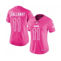 Women Cleveland Browns #11 Antonio Callaway Limited Pink Rush Fashion Football Jersey