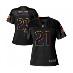 Women Cleveland Browns #21 Denzel Ward Game Black Fashion Football Jersey