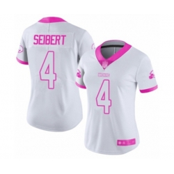 Women Cleveland Browns #4 Austin Seibert Limited White Pink Rush Fashion Football Jersey