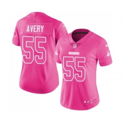 Women Cleveland Browns #55 Genard Avery Limited Pink Rush Fashion Football Jersey
