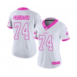 Women Cleveland Browns #74 Chris Hubbard Limited White Pink Rush Fashion Football Jersey