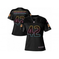 Women Cincinnati Bengals #42 Clayton Fejedelem Game Black Fashion NFL Jersey