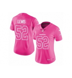 Womens Baltimore Ravens #52 Ray Lewis Limited Pink Rush Fashion NFL Jersey