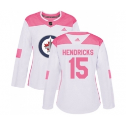 Women Winnipeg Jets #15 Matt Hendricks Authentic White Pink Fashion NHL Jersey