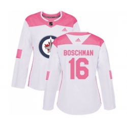Women Winnipeg Jets #16 Laurie Boschman Authentic White Pink Fashion NHL Jersey