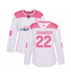 Womens Washington Capitals #22 Lucas Johansen Authentic White Pink Fashion Hockey Jersey