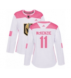 Women Vegas Golden Knights #11 Curtis McKenzie Authentic White Pink Fashion NHL Jersey