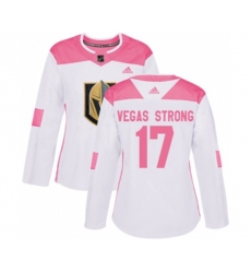 Women Vegas Golden Knights #17 Vegas Strong Authentic White-Pink Fashion NHL Jersey