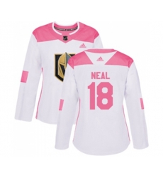 Women Vegas Golden Knights #18 James Neal Authentic White Pink Fashion NHL Jersey