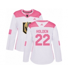 Women Vegas Golden Knights #22 Nick Holden Authentic White-Pink Fashion NHL Jersey