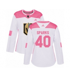 Women Vegas Golden Knights #40 Garret Sparks Authentic White Pink Fashion Hockey Jersey