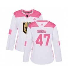 Women Vegas Golden Knights #47 Luca Sbisa Authentic White Pink Fashion NHL Jersey