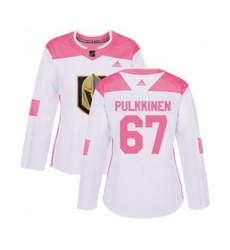 Women Vegas Golden Knights #67 Teemu Pulkkinen Authentic White-Pink Fashion NHL Jersey