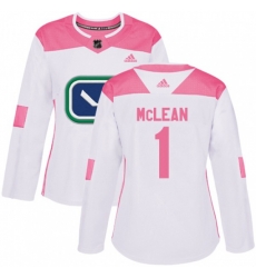 Women Vancouver Canucks #1 Kirk Mclean Authentic  Pink Fashion NHL Jersey