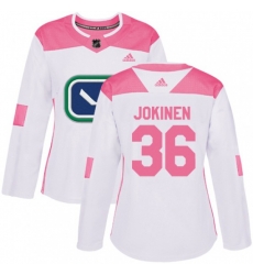 Women Vancouver Canucks #36 Jussi Jokinen Authentic White Pink Fashion NHL Jersey