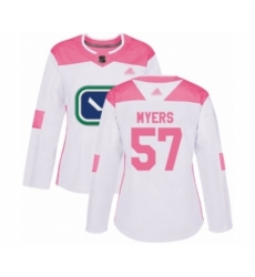 Women Vancouver Canucks #57 Tyler Myers Authentic White Pink Fashion Hockey Jersey
