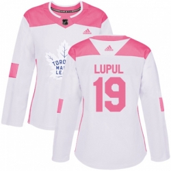 Women Toronto Maple Leafs #19 Joffrey Lupul Authentic White Pink Fashion NHL Jersey
