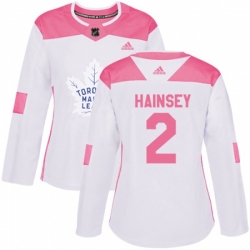 Women Toronto Maple Leafs #2 Ron Hainsey Authentic White Pink Fashion NHL Jersey