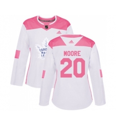 Women Toronto Maple Leafs #20 Dominic Moore Authentic White-Pink Fashion NHL Jersey