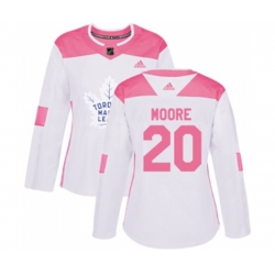 Women Toronto Maple Leafs #20 Dominic Moore Authentic White-Pink Fashion NHL Jersey