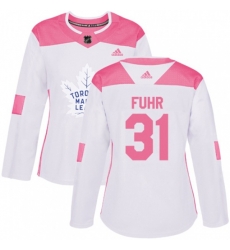 Women Toronto Maple Leafs #31 Grant Fuhr Authentic White Pink Fashion NHL Jersey