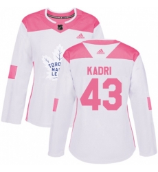 Women Toronto Maple Leafs #43 Nazem Kadri Authentic White Pink Fashion NHL Jersey