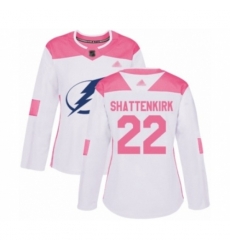 Women Tampa Bay Lightning #22 Kevin Shattenkirk Authentic White Pink Fashion Hockey Jersey