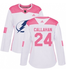 Women Tampa Bay Lightning #24 Ryan Callahan Authentic White Pink Fashion NHL Jersey