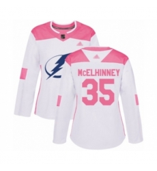 Women Tampa Bay Lightning #35 Curtis McElhinney Authentic White Pink Fashion Hockey Jersey