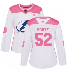 Women Tampa Bay Lightning #52 Callan Foote Authentic White Pink Fashion NHL Jersey