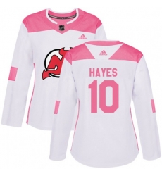 Women New Jersey Devils #10 Jimmy Hayes Authentic White Pink Fashion NHL Jersey