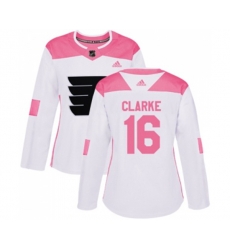 Women Adidas Philadelphia Flyers #16 Bobby Clarke Authentic White Pink Fashion NHL Jersey