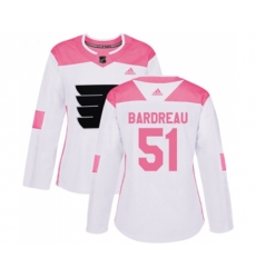 Women Adidas Philadelphia Flyers #51 Cole Bardreau Authentic White Pink Fashion NHL Jersey