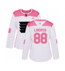 Women Adidas Philadelphia Flyers #88 Eric Lindros Authentic White Pink Fashion NHL Jersey