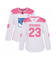 Women Adidas New York Rangers #23 Ryan Spooner Authentic White Pink Fashion NHL Jersey