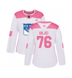 Women Adidas New York Rangers #76 Brady Skjei Authentic White Pink Fashion NHL Jersey