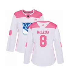 Women Adidas New York Rangers #8 Cody McLeod Authentic White Pink Fashion NHL Jersey